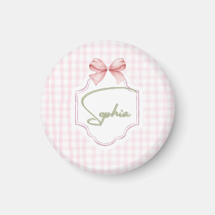 Aimant Sophia Baby Girl Nursery Bow&En vichy personnalisé