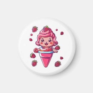Aimant Sorbet framboise Kawaii