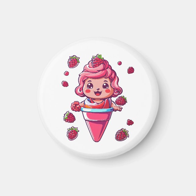 Aimant Sorbet framboise Kawaii (Devant)