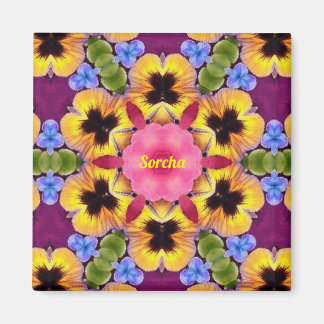 Aimant SORCHA ~ Pensée abstraite ~ Rose Bleu Violet Jaune