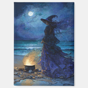 Aimant Sorcière au bord de la mer Lune