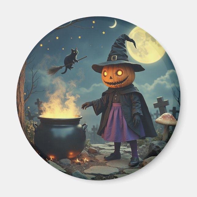 Aimant sorcière citrouille (Devant)