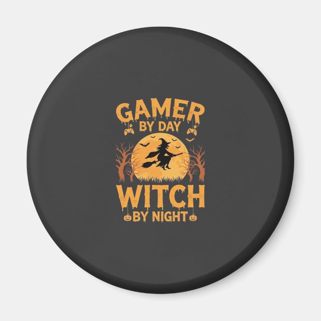 Aimant Sorcière de jeu Halloween Conception de jeu (Devant)