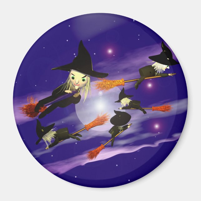 Aimant Sorcière de la circulation d'Halloween (Devant)