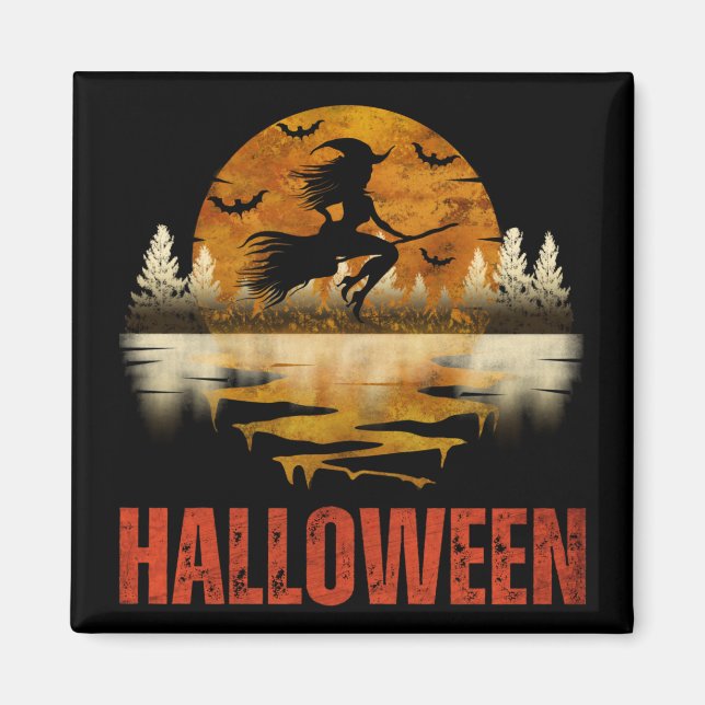 AIMANT SORCIÈRE DE NUIT D'HALLOWEEN (Devant)