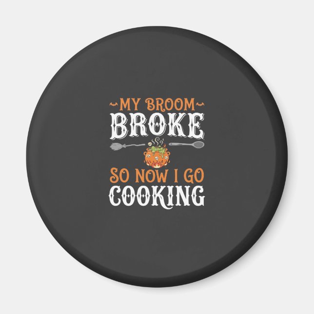 Aimant Sorcière d'Halloween Cuisine Balai Cassé Conceptio (Devant)