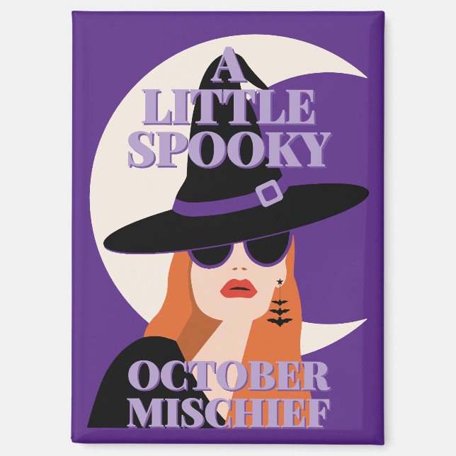 Aimant Sorcière d'Halloween Épouvantable Mois d'Octobre M (Recto)