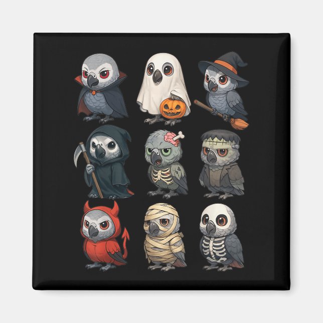 Aimant Sorcière d'oiseau de perroquet d'Afrique Zombie Ha (Devant)