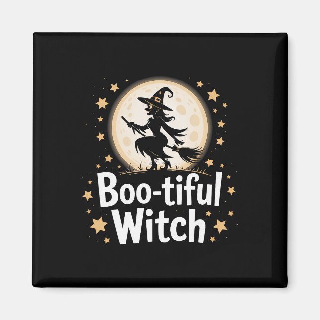 Aimant Sorcière en bas Silhouette Halloween Witch Moon 1 (Devant)