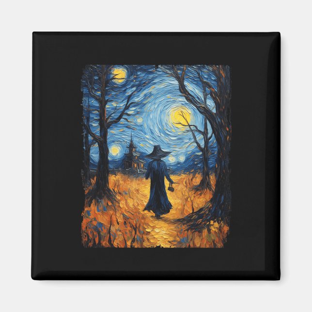 Aimant Sorcière Halloween Starry Night Van Gogh Costume A (Devant)