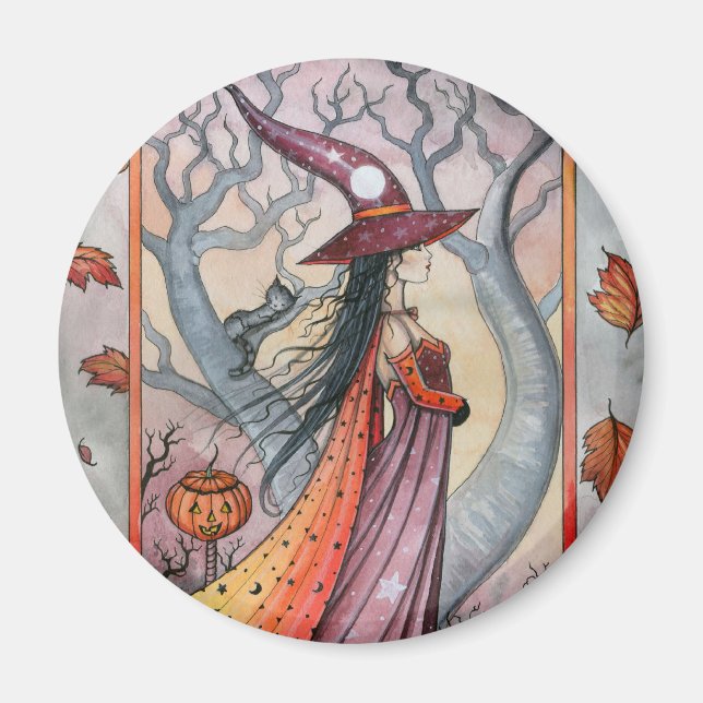 Aimant Sorcière Mystique d'Halloween par Molly Harrison (Devant)