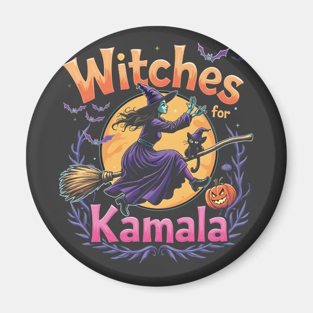 Aimant Sorcières Pour Kamala Enfless Chat Lady Halloween (Devant)