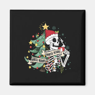 Aimant Sorta Merry Sorta Effrayant Squelette neige Noël X