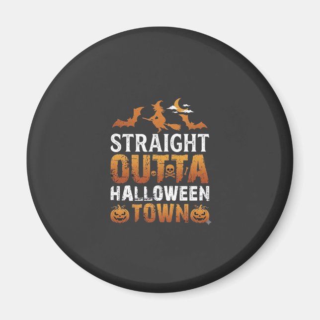 Aimant Sortie directe de la ville d'Halloween Sorcière Lu (Devant)