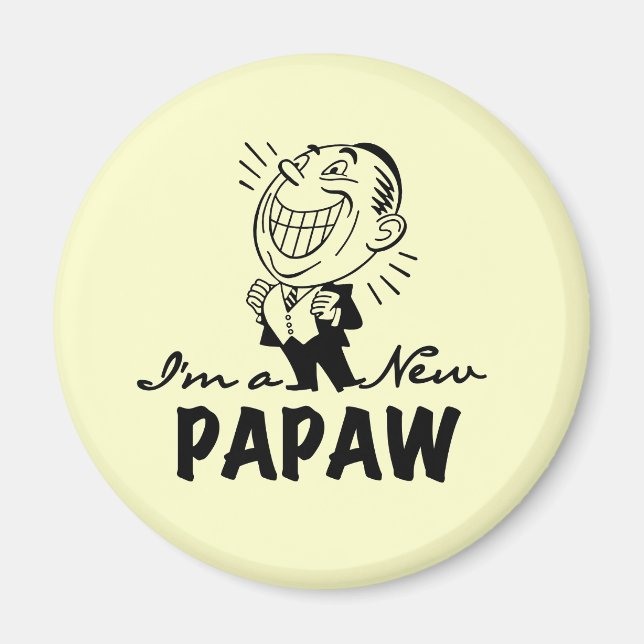 Aimant Souriant de nouveaux t-shirts et cadeaux Papaw (Devant)