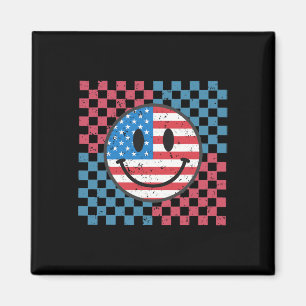 Aimant Souriant visage groovy 4 juillet Drapeau américain
