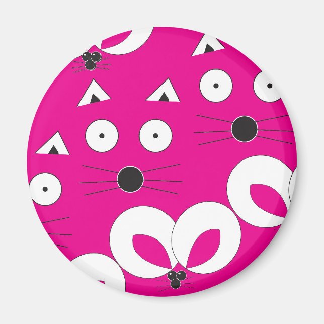 Aimant Souris Chat Motif rose chaud (Devant)