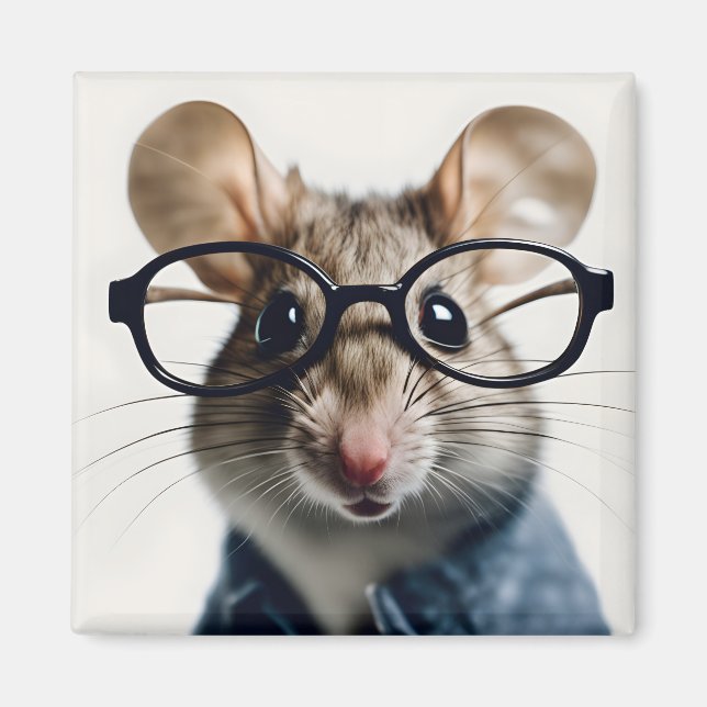 Aimant Souris de champ Portant des lunettes (Devant)