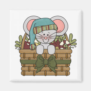 Aimant Souris de Noël dans le panier