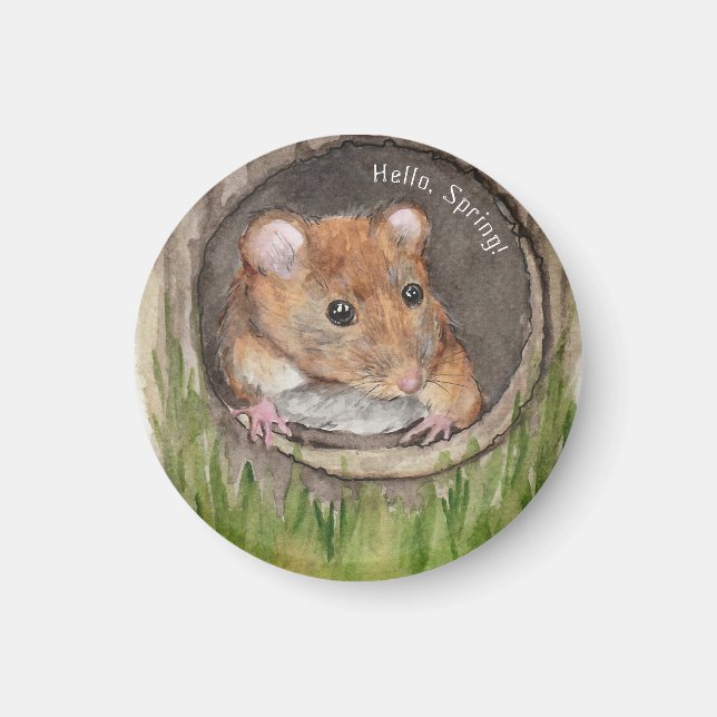 Aimant Souris rustique aquarelle (Devant)