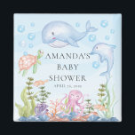 Aimant Sous l'aimant du Baby shower marin Favor<br><div class="desc">Mignonne sous l'aimant marin pour un baby shower neutre ou garçon. Objets correspondants disponibles dans notre boutique.</div>