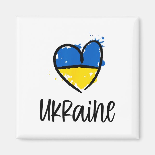 Aimant Soutenez l'Ukraine Je suis avec le drapeau ukraini (Devant)
