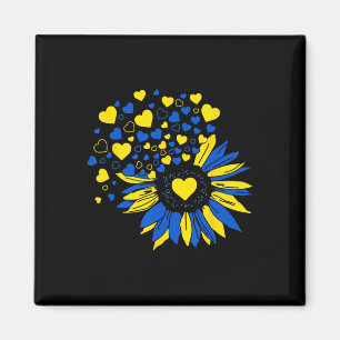 Aimant Soutenez l'Ukraine Tournesol Drapeau Ukrainien Cœu