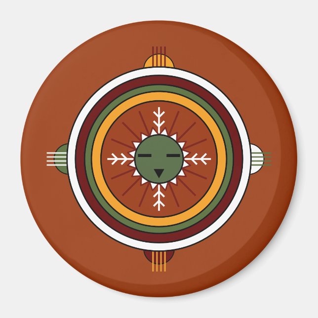 Aimant Southwestern Hopi Native American Tribal Sun Face (Devant)