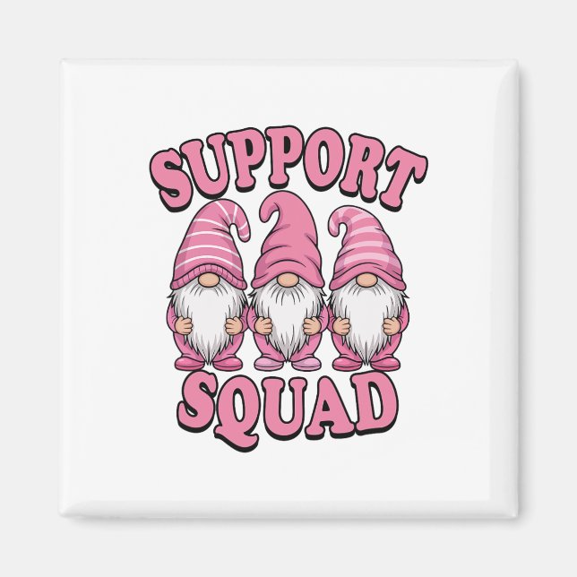 Aimant Soutien Squad Cute Rose Gnome Cancer du sein (Devant)