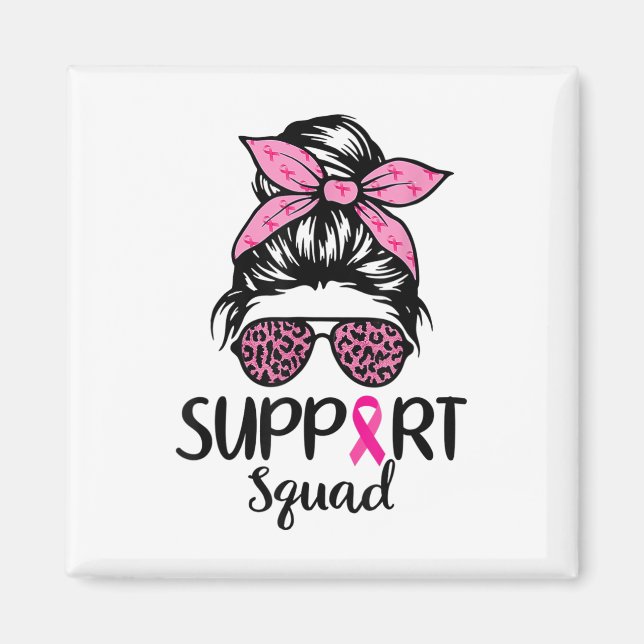 Aimant Soutien Squad Messy Bun Pink Breast Cancer (Devant)