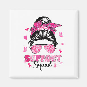 Aimant Soutien Squad Messy Bun Pink Warrior Cancer du sei