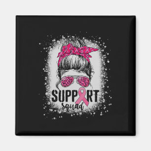 Aimant Soutien Squad Messy Bun Pink Warrior Cancer du sei