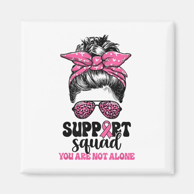Aimant Soutien Squad Messy Bun Pink Warrior Cancer du sei (Devant)