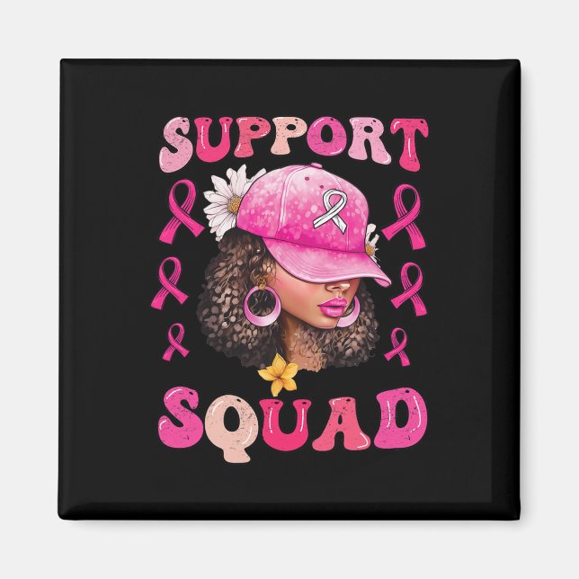 Aimant Soutien Squad Messy Bun Pink Warrior Cancer du sei (Devant)