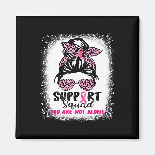Aimant Soutien Squad Messy Bun Pink Warrior Cancer du sei (Devant)