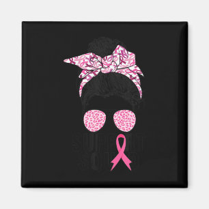 Aimant Soutien Squad Messy Bun Pink Warrior Cancer du sei