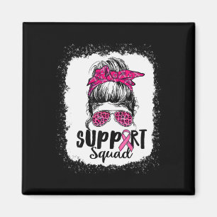 Aimant Soutien Squad Messy Bun Pink Warrior Cancer du sei