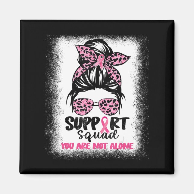 Aimant Soutien Squad Messy Bun Pink Warrior Cancer du sei (Devant)