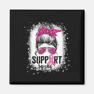 Aimant Soutien Squad Messy Bun Pink Warrior Cancer du sei