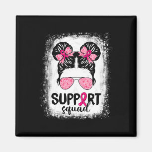 Aimant Soutien Squad Messy Bun Pink Warrior Cancer du sei