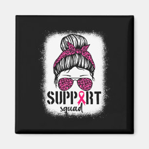 Aimant Soutien Squad Messy Bun Pink Warrior Cancer du sei