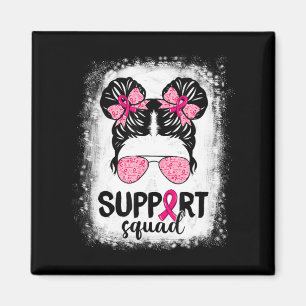 Aimant Soutien Squad Messy Bun Pink Warrior Cancer du sei
