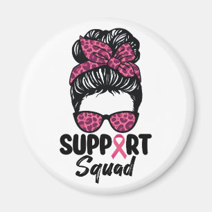 Aimant Soutien Squad Messy Bun Pink Warrior Cancer du sei