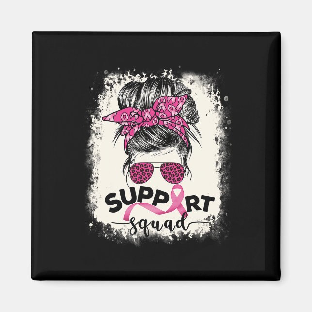 Aimant Soutien Squad Messy Bun Sensibilisation au cancer  (Devant)