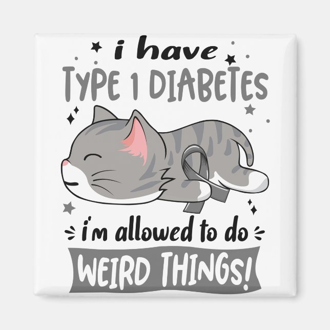 Aimant Soutien Type 1 Sensibilisation au diabète Cadeaux  (Devant)