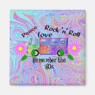 Aimant Souvenez-vous des années 60, design psychédélique,