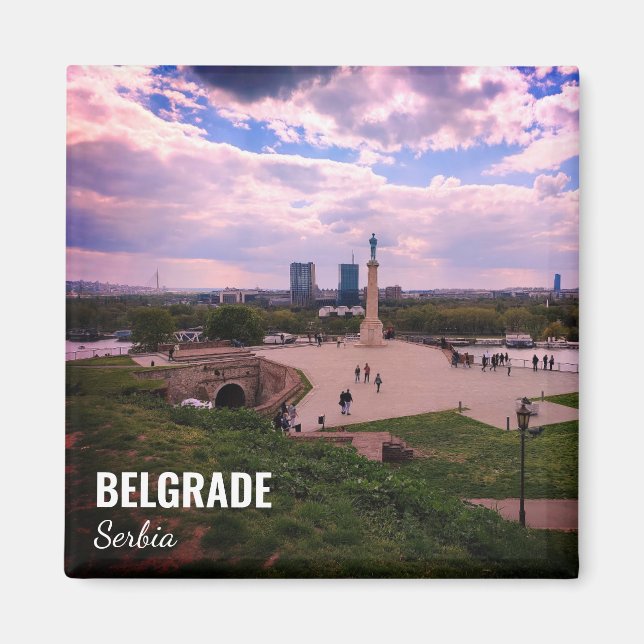 Aimant souvenir de Belgrade vue de Kalemegdan (Devant)
