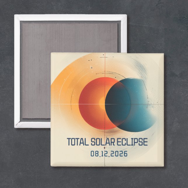 Aimant Souvenir de l'éclipse de 2026 moderne (Solar eclipse magnet keepsake)