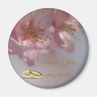 Aimant Souvenir de mariage floral rose