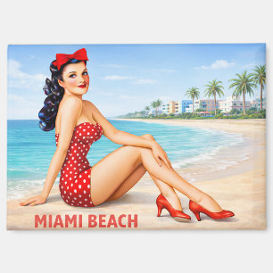Aimant Souvenir de plage Art Déco Rétro des années 1950